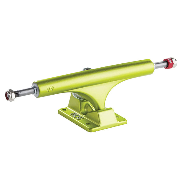 An Ace AF1 66 Satin Lime skateboard truck on a white background.