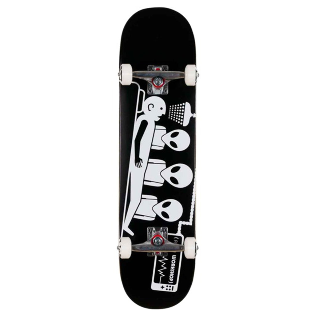 A black skateboard with the ALIEN WORKSHOP ABDUCTION COMPLETE BLACK design by ALIEN WORKSHOP.