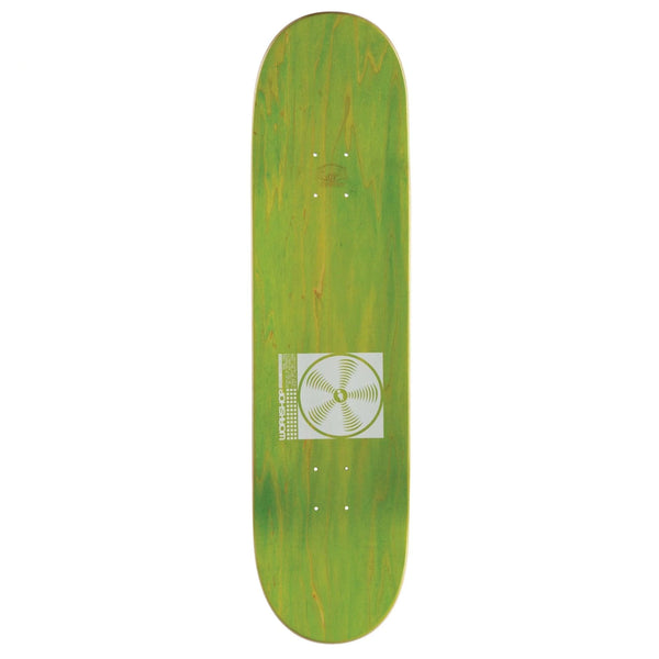 An ALIEN WORKSHOP SONIC INSIGNIA GREEN skateboard with a white logo on it.