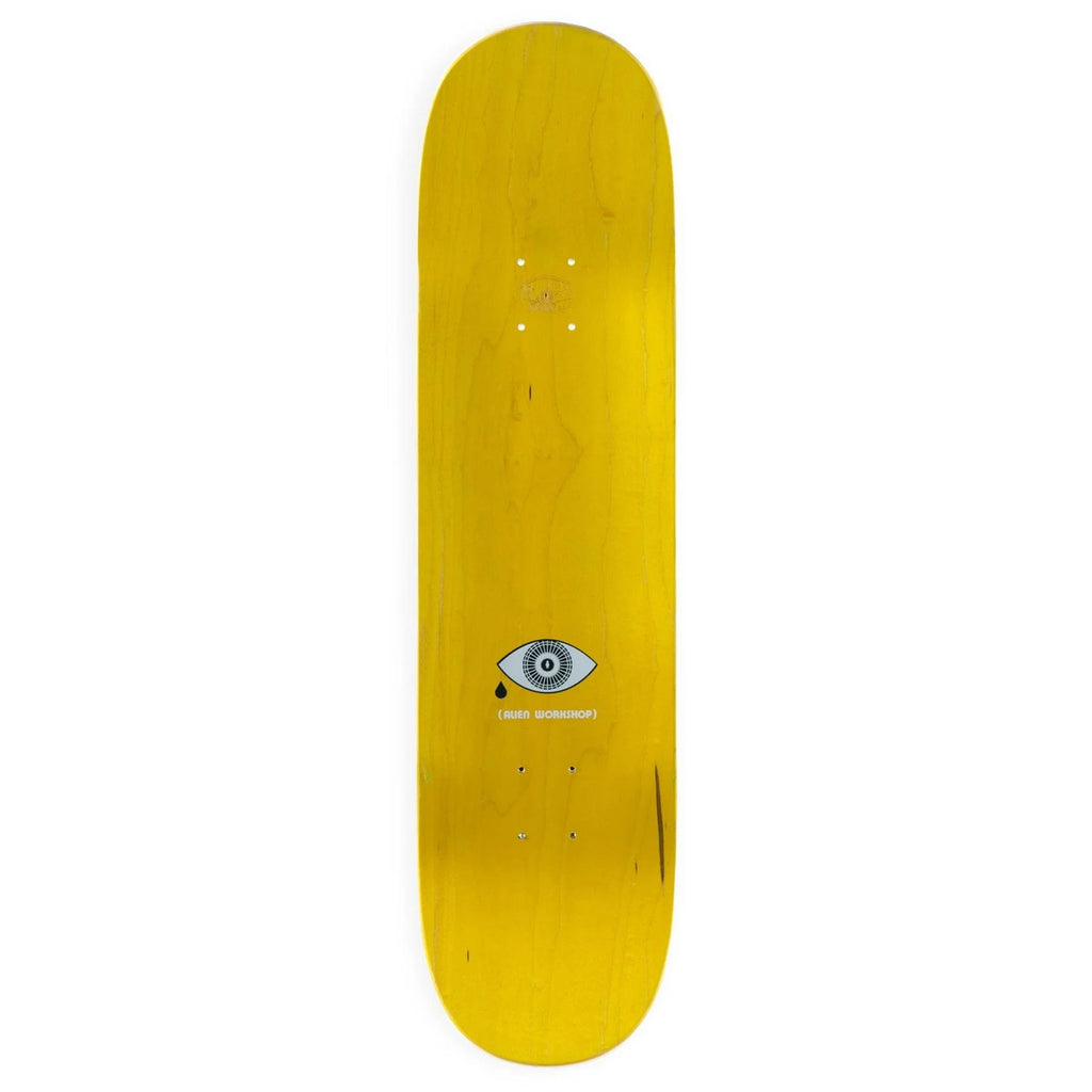 An Alien Workshop skateboard with an eye on it.