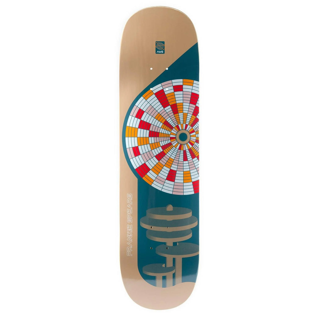 An ALIEN WORKSHOP skateboard with a colorful design on it.
