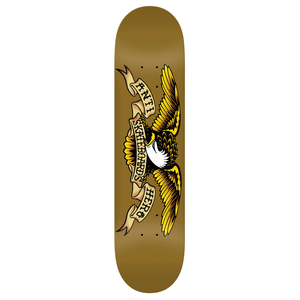 brown skateboard with antihero eagle logo