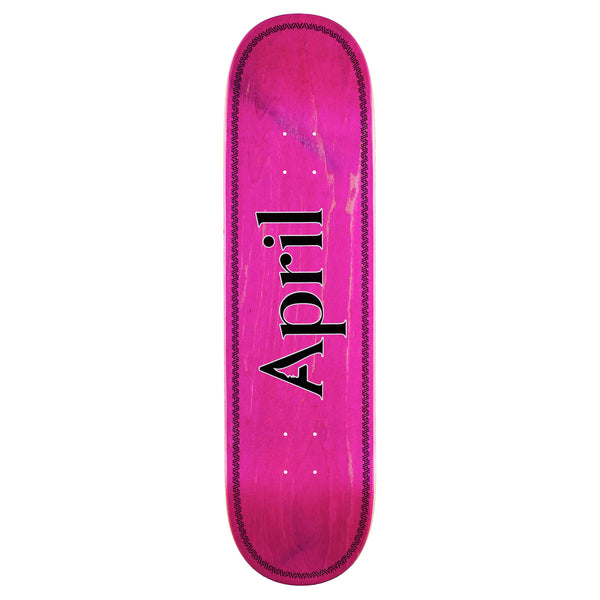Blue Macaw skateboard deck with the APRIL O.G. LOGO HELIX BLACK / PINK printed in the center.