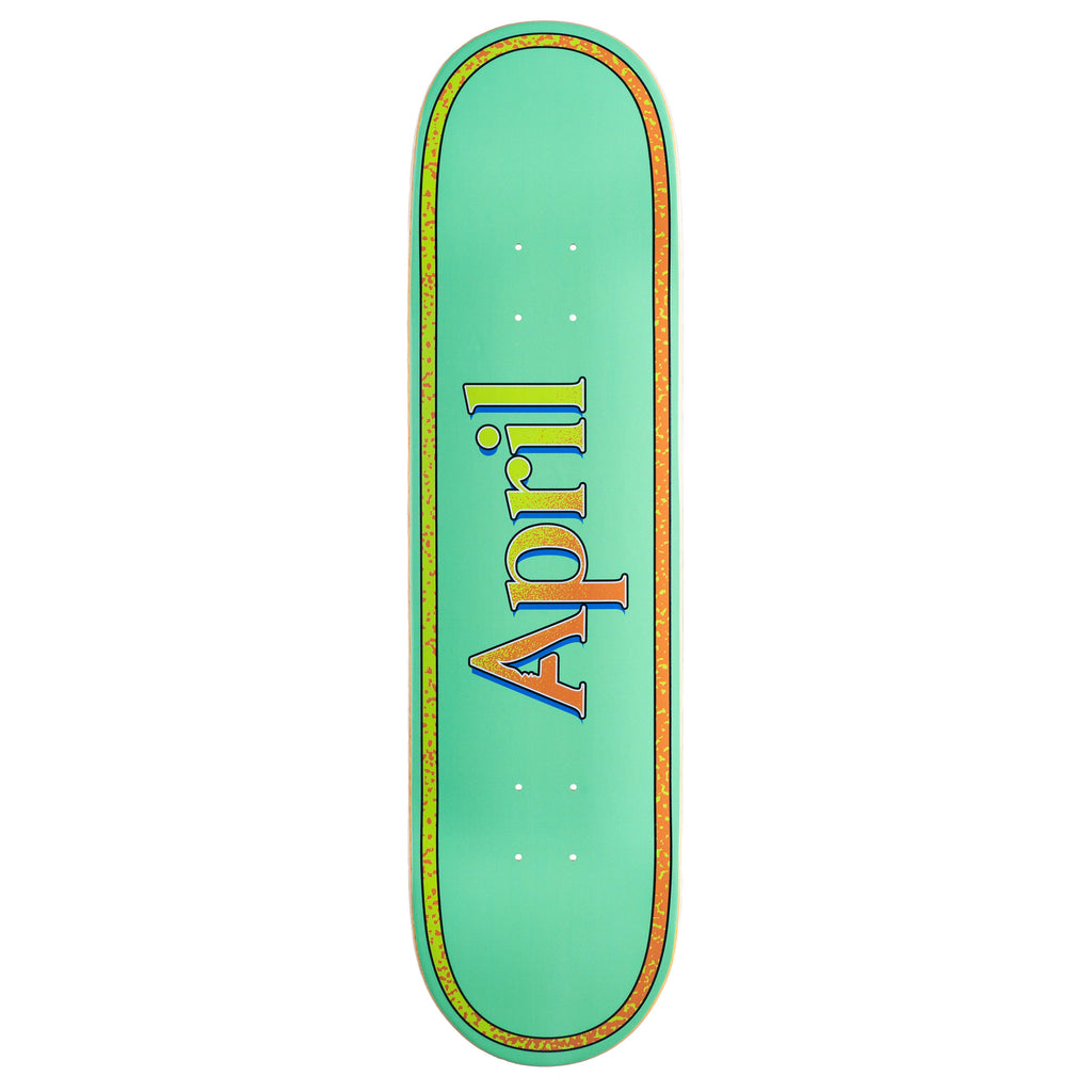 A skateboard with the brand name APRIL and the product name APRIL OG LOGO RETRO on it.