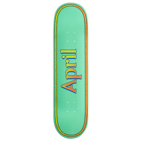 A skateboard with the brand name APRIL and the product name APRIL OG LOGO RETRO on it.