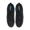 Top view of black NIKE SB Ishod 2 Air Max shoes with dusty cactus and Persian violet accents, highlighting the laces and logo on the tongue. These sneakers feature Max Air technology for comfort during intense skate sessions.