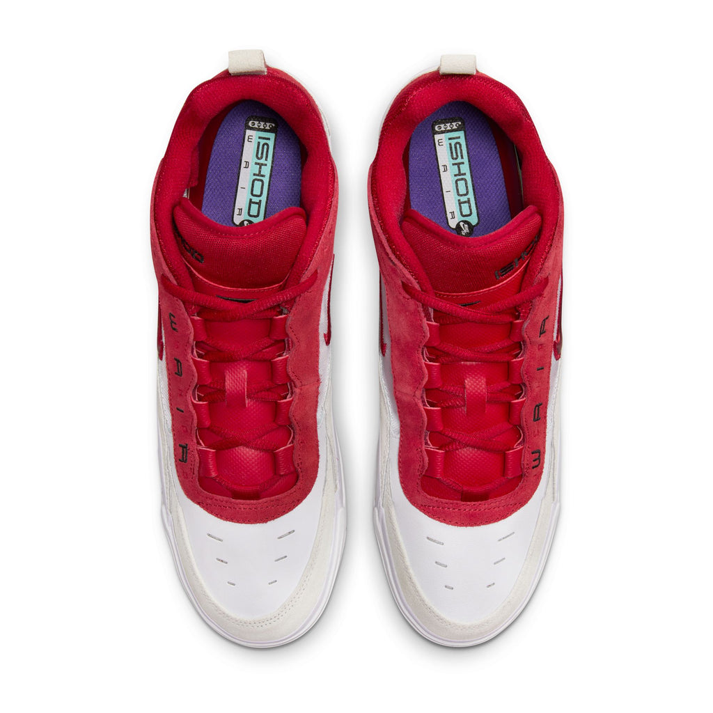 The top view of the Nike Ishod 2 in Red, showing red eyelets and the name "Ishod" embroidered on the tongue.