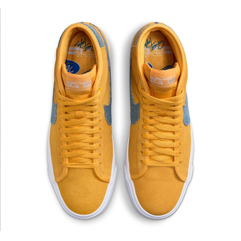 The NIKE SB BLAZER MID PRO GT UNIVERSITY GOLD / GAME ROYAL in yellow and blue is a part of the Nike Zoom Blazer series, known for its exceptional performance and style. Designed with skateboards in mind, this shoe offers optimal grip.