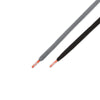 A gray and a black shoelace, each with orange plastic tips, are laid diagonally on a white background—perfect for customizing your nike SB DUNK LOW PRO COOL GREY / BLACK-COOL GREY-DARK GREY sneakers.