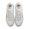Top view of a pair of NIKE SB NYJAH 4 WHITE / BLACK-WHITE-BLACK sneakers by Nike, featuring mesh uppers, black logos on tongues and insoles, and white laces for lightweight durability.