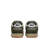 A pair of nike SB Dunk Low Pro B Sequoia/Sequoia-Light Army-White skate shoes seen from the back, with olive green uppers, white heel tabs featuring black Nike branding, and gum soles accented by Pale Ivory nubuck.