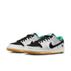 The nike NIKE SB X CSEF DUNK LOW SUMMIT WHITE / BLACK-WHITE-IRON GREY features a low-top design with white, black, and grey accents, a patent leather Swoosh, gum soles, and a small graphic near the heel.