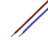 A red and a blue shoelace, inspired by the NIKE SB DUNK LOW PRO PERSIAN VIOLET / OFF NOIR from nike, lie side by side on a white background, their aglets pointing outward—a vibrant nod to Bluetile Skateboards style.