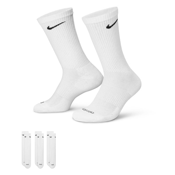 Nike Everyday Crew Socks 3pack White Large Nike dri-fit crew sock pack.