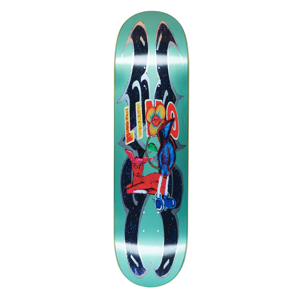 A LIMOSINE brand skateboard with an image of a lion on it.