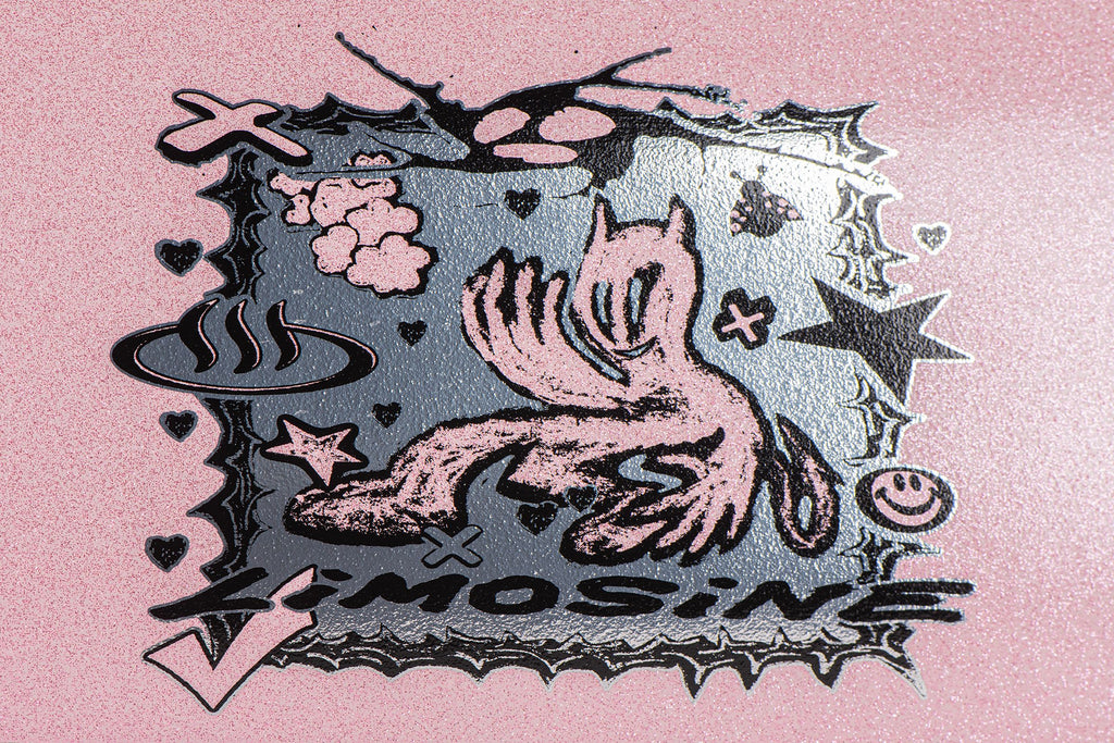 A LIMOSINE GOONIE sticker with an image of a horse on it.