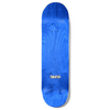 A hand-painted blue BAKER skateboard with the word trets on it.