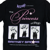 Black screen printed tee featuring three black-and-white photos of a woman posing and the text "The Princess of Pop, Britney Spears" along with a quote at the bottom in white and pink letters. This WELCOME X BRITNEY PRINCESS TEE BLACK showcases your love for Britney with front and back design elements, brought to you by WELCOME.