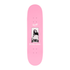 The WELCOME X BRITNEY BABY ONE MORE TIME skateboard deck by WELCOME features a pink surface with a black-and-white photo of Britney Spears in the center, accompanied by the text "BRITNEY SPEARS" and "EXCELCIUM." The Boline 2.0 design includes an adjustable wheelbase for versatile performance.