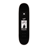 A black skateboard deck featuring an image of a person posing and the text "Britney Spears" below the image. Part of the WELCOME X BRITNEY series, this 8.75 POPSICLE board named WELCOME X BRITNEY SNAKE by WELCOME is perfect for fans and skaters alike.