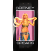 Image of a Black/Pink Foil 8.5 Popsicle skateboard deck featuring a performer with a snake, dressed in a green and blue outfit, and the name "Britney Spears" at the top and bottom. This WELCOME X BRITNEY SNAKE ON SON OF BOLINE design is perfect for any fan.