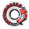 Sector 9's Slide Butterballs 80A wheels measure 61mm and are white with a red graphic, featuring the number 9.