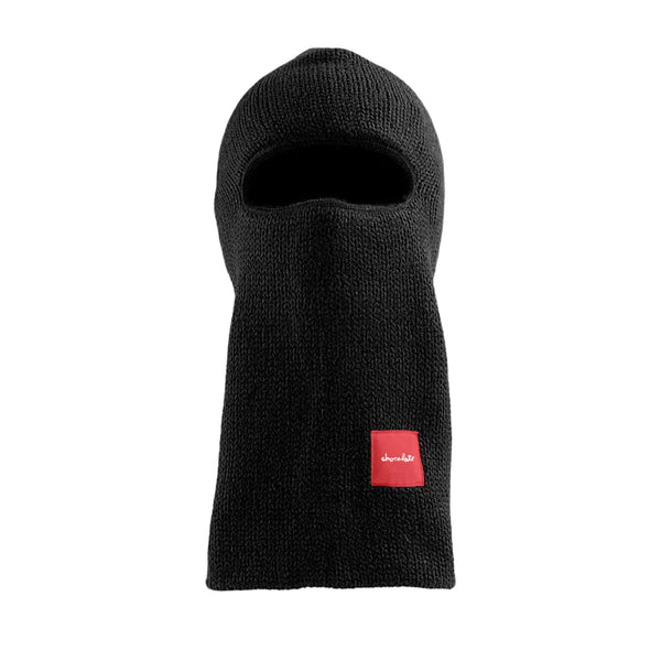 A CHOCOLATE CHUNK BALACLAVA BLACK with a red label on it.