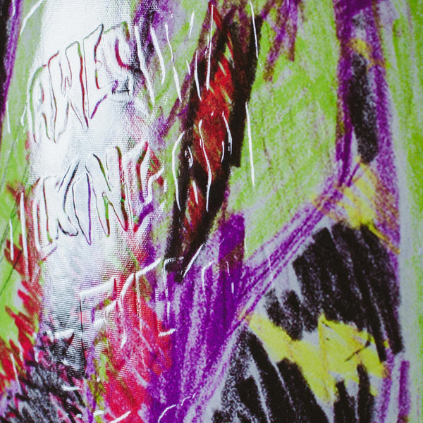 A close up of a FUCKING AWESOME SAGE DRAGON drawing on a wall.