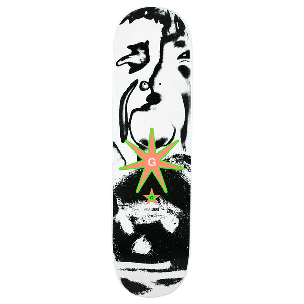 A QUASI skateboard with a face painted on it, featuring a Dick Rizzo Pro Model deck.
