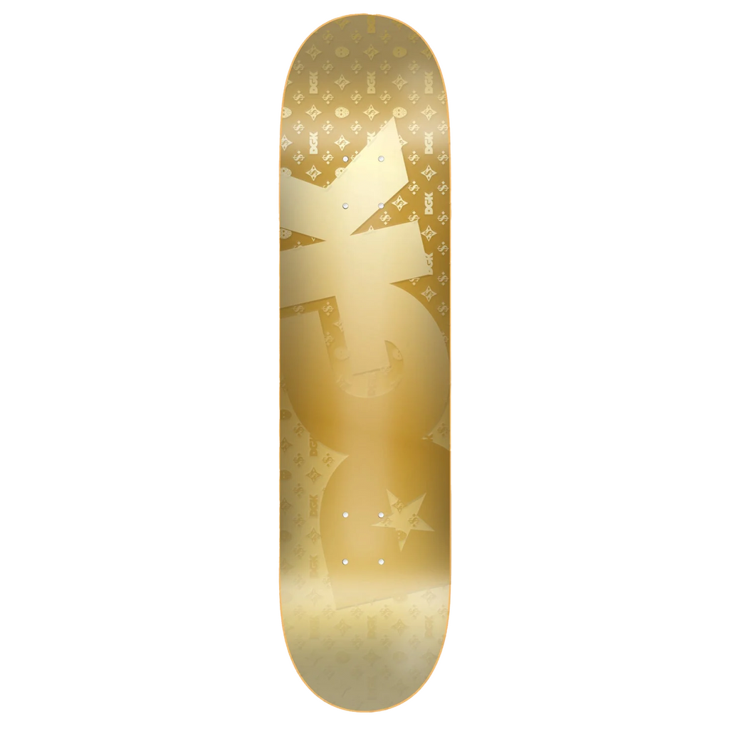 A skateboard with a DGK OG LOGO GOLD FOIL.