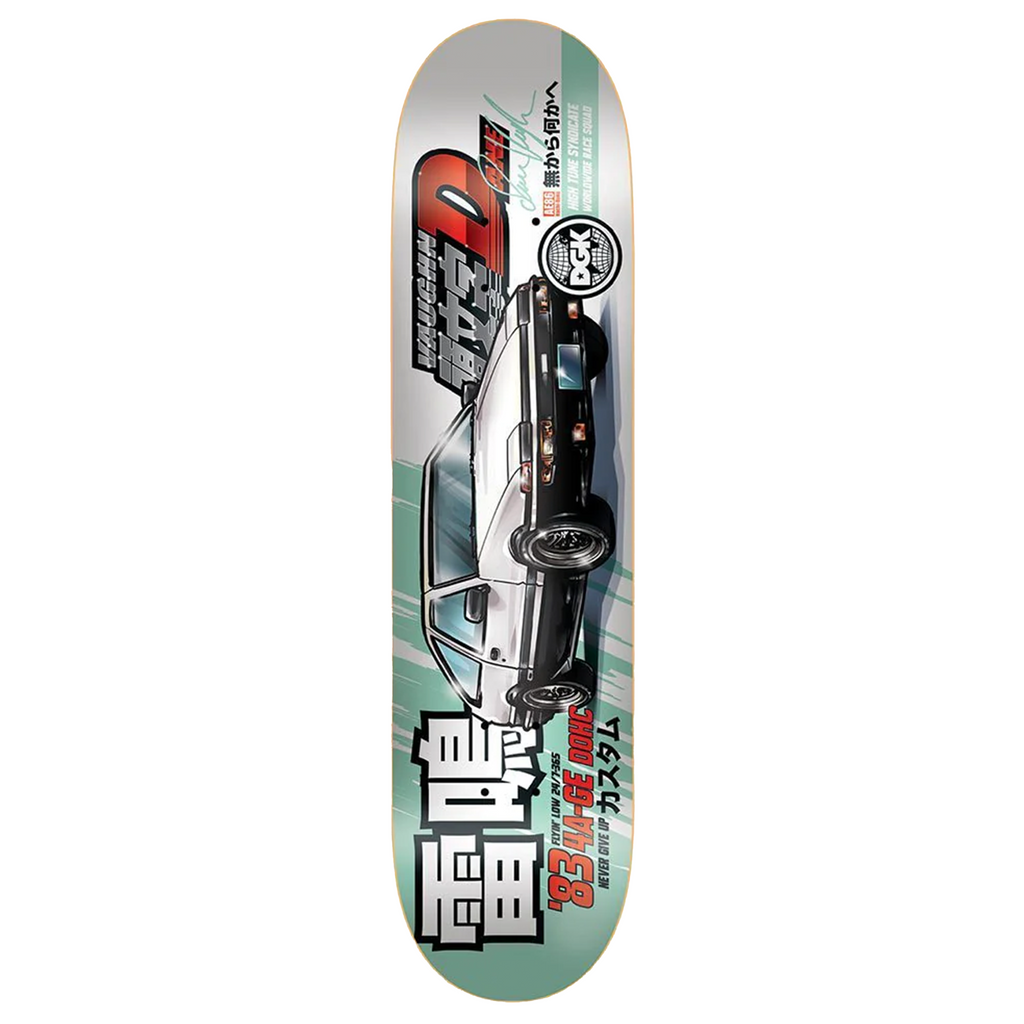 A DGK TURNER VAUGHN skateboard deck with an image of a car.
