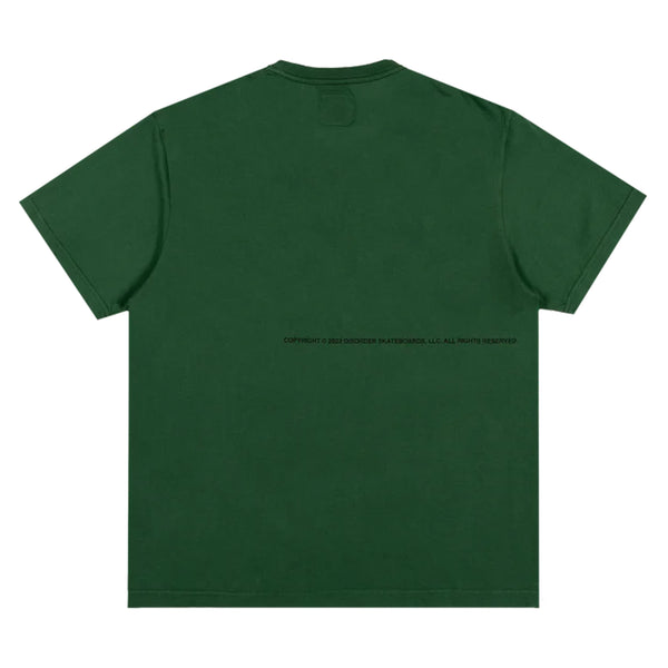 A DISORDER PATTY TEE VINTAGE GREEN t-shirt with a white logo on it.