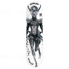 The EDGLRD MIKE ARNOLD FLEXRX skateboard deck by EDGLRD showcases black and white alien-like artwork with horns, sharp details, stylized text, signatures, and is crafted from durable Hard Rock Maple.