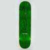 The FUCKING AWESOME GINO 1993 skateboard deck features a green wood grain finish, black signature, and “PHOTO-NY03” text on the bottom half.