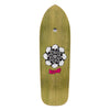 A WELCOME skateboard with a flower on it.