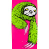 A WELCOME skateboard with a sloth on it, featuring a neon green dip.