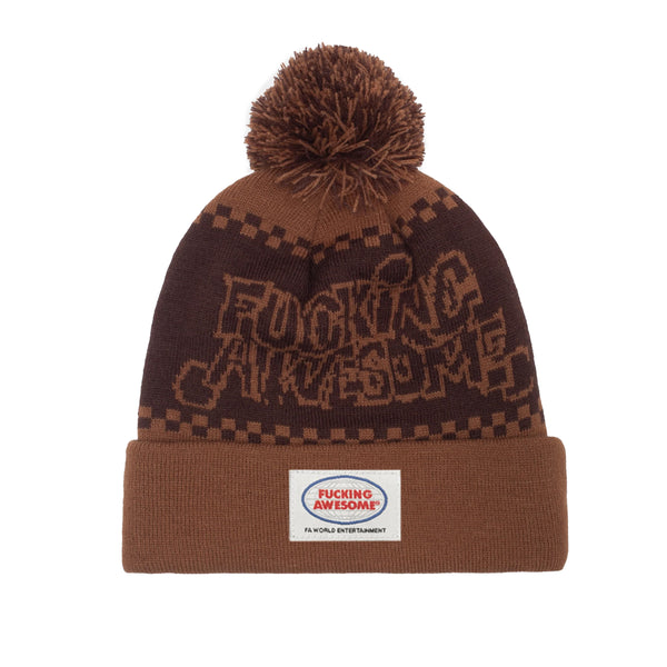 A FUCKING AWESOME PBS JACQUARD BALL BROWN hat snapback with the word FUCKING AWESOME on it.
