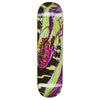 A FUCKING AWESOME skateboard deck with a green and purple design featuring the shape #1, called the FUCKING AWESOME SAGE DRAGON.