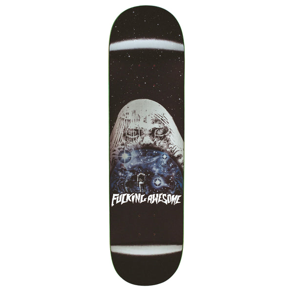 A captivating FUCKING AWESOME SPACEMAN skateboard deck featuring a captivating spaceship image.