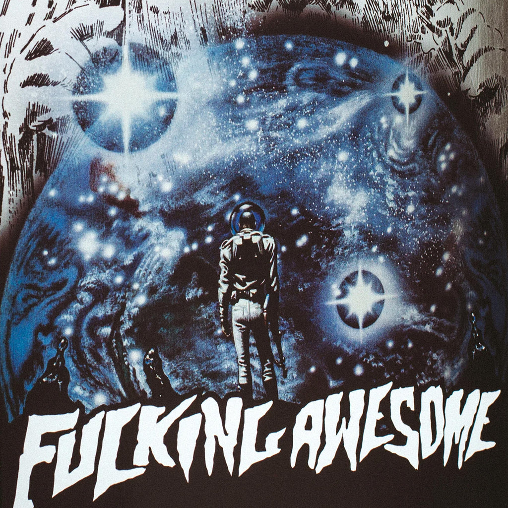 A FUCKING AWESOME SPACEMAN-themed poster featuring the word AWESOME in Shape #1.