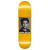 Yellow FUCKING AWESOME skateboard deck featuring a black-and-white portrait of Mark Gonzales and bold white "FUCKING AWESOME" text—an eye-catching piece from the MARK GONZALES CLASS PHOTO collection.