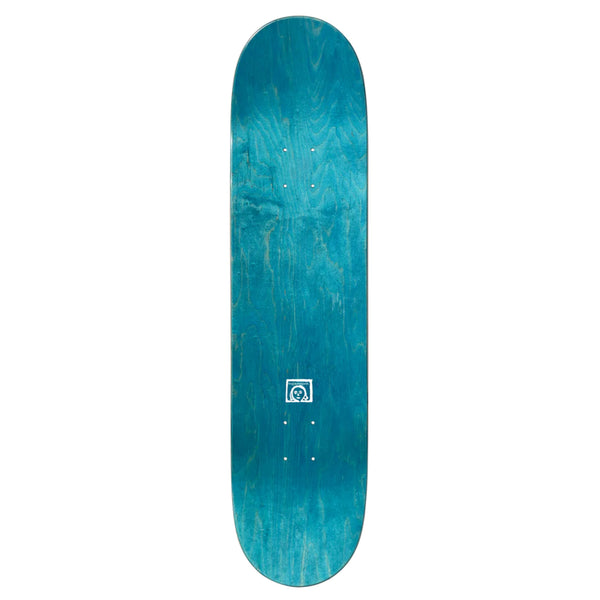 A blue FROG skateboard with a camera on it.