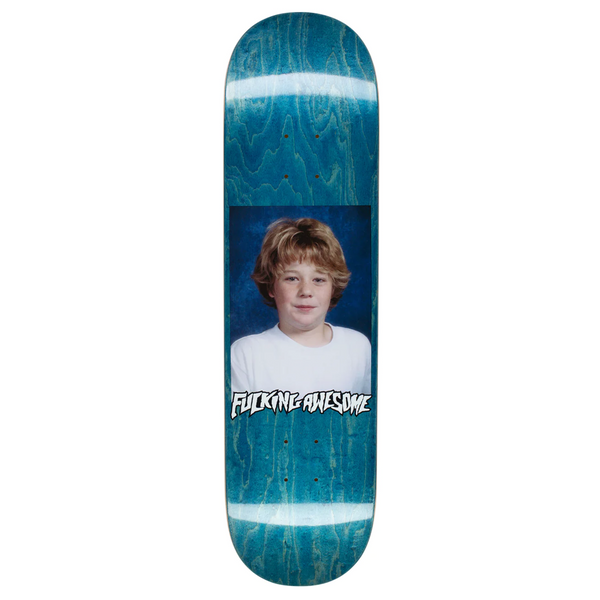 A FUCKING AWESOME ANDERSON CLASS PHOTO skateboard with a photo of Jake Anderson selected at random on it.