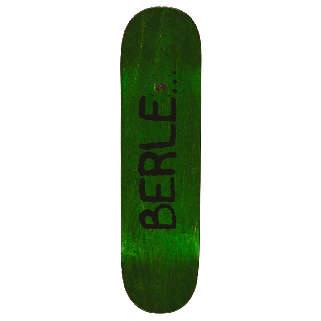 An AWESOME skateboard with the word berle on it: FUCKING AWESOME BERLE EYEBALLS.