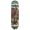 graphic skateboard with collaged paintings on all over embossing 
