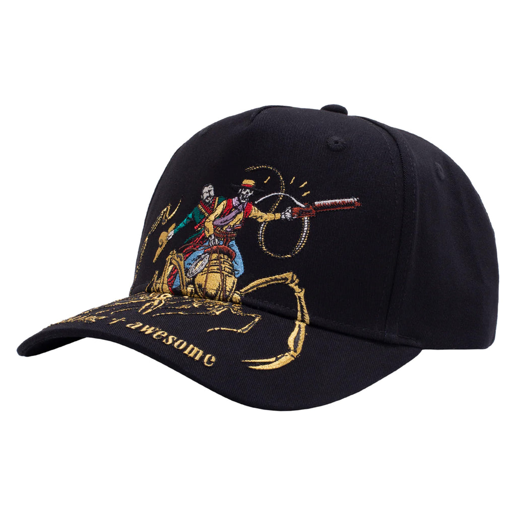 A FUCKING AWESOME LOUIE SCORPION SNAPBACK with an image of a man riding a horse.