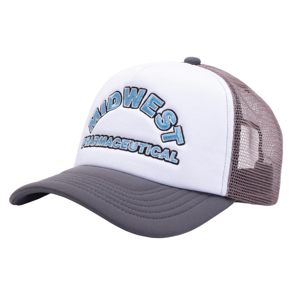 A FUCKING AWESOME white polyester trucker hat with the word west on it.