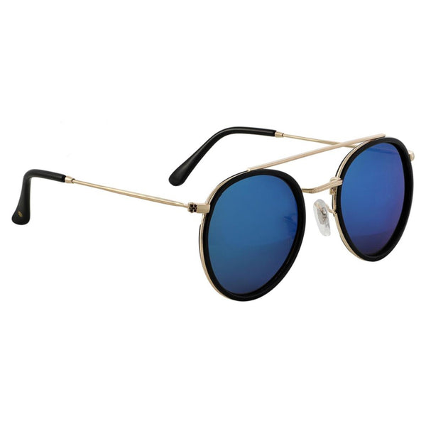 circular framed glasses with aviator metal frame