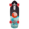 A GLOBE STUBBY 10" CRUISER ONSHORE / CHERRY BAMBOO skateboard with a red and blue design.