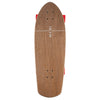 A GLOBE STUBBY 10" CRUISER ONSHORE / CHERRY BAMBOO skateboard with red wheels on a white background.